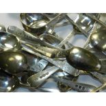 A set of six Georgian silver teaspoons with a pair of matching sugar tongs together with a further