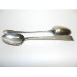 An 18th century Old English pattern tablespoon, together with a further silver tablespoon, marks