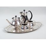 Eric Clements, a five piece Clements pattern silver plated tea service, designed by Eric Clements