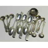 A set of six Victorian silver fiddle pattern teaspoons hallmarked London 1849, together with a