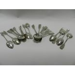 A collection of various fiddle pattern silver teaspoons, various makers and dates, to include