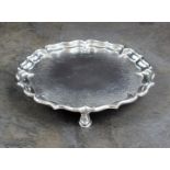 A Victorian silver waiter, William Moulson, London 1841, of shaped circular form with pie crust rim