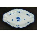 A Caughley dessert dish, circa 1790, of melon form, painted in underglaze blue with the Carnation