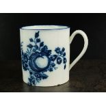 A small Caughley coffee can, circa 1777-84, transfer-printed in underglaze blue with the Apple and