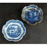 A Caughley hexagonal teapot stand, circa 1780-90, transfer-printed in underglaze blue with the