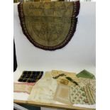 Vintage textiles to include a pair of cream leather gloves and a belt etc