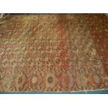 An early 20th century red ground Tekke carpet (worn)