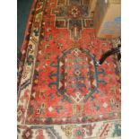 A red and blue ground Persian design runner approx 314cm x 92cm*