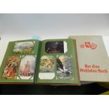 A postcard album to include a collection of various postcards and a German volume titled 'Der Gau