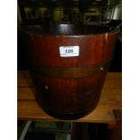 A coopered oak barrel