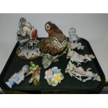 A Crown Staffordshire model of a bird at its nest of eggs modelled by J.