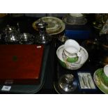 A WMH&S silver-plated four piece teaservice together with a canteen of ivorine handled cutlery,