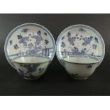 Ca Mau: Two blue and white 'Rocks on a Terrace' pattern saucers, circa 1725,