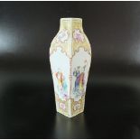 A Chinese export porcelain four-sided vase, 18th century,