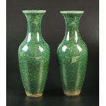 A pair of Chinese mottled green crackle glaze vases, 20th century,