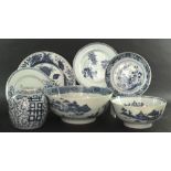 A group of Chinese blue and white porcelain wares, 18th and 19th century,