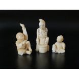 A group of three Japanese ivory carvings, Meiji Period, late 19th century,