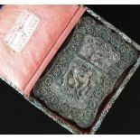 A Chinese Canton export white metal filigree card case, circa 1900's,