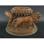 A carved sandal wood pedestal stand in the Indian style, 20th century,