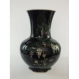 A Japanese cloisonne vase, 20th century, of squat baluster form with trumpet neck,