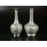 A Chinese export silver miniature bottle vase, Wang Hing, circa 1854-1925, with slightly flared lip,