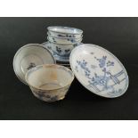 Ca Mau: Five blue and white 'Rocks on a Terrace' pattern saucers, circa 1725,