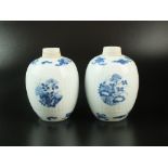 A matched pair of Chinese blue and white ribbed jars, possibly Qing Dynasty, Kangxi period,