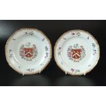A pair of Chinese export porcelain armorial saucers, 18th century,