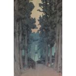 Hiroshi Yoshida (1876-1950) 'Misty Day in Nikko' and 'Cryptomeria Avenue', woodblock print on paper,