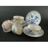 Ca Mau: Five blue and white 'Rocks on a Terrace' pattern saucers, circa 1725,