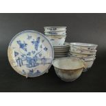 Ca Mau: Ten blue and white 'Rocks on a Terrace' pattern saucers, circa 1725,