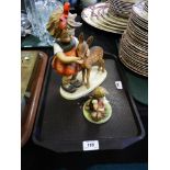 A Goebel 'Friends' figurine of a girl feeding a fawn, signed M. J.