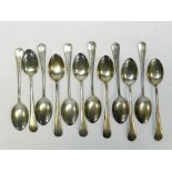 A collection of 12 Old English pattern silver teaspoons hallmarked Birmingham 1923 and 1924