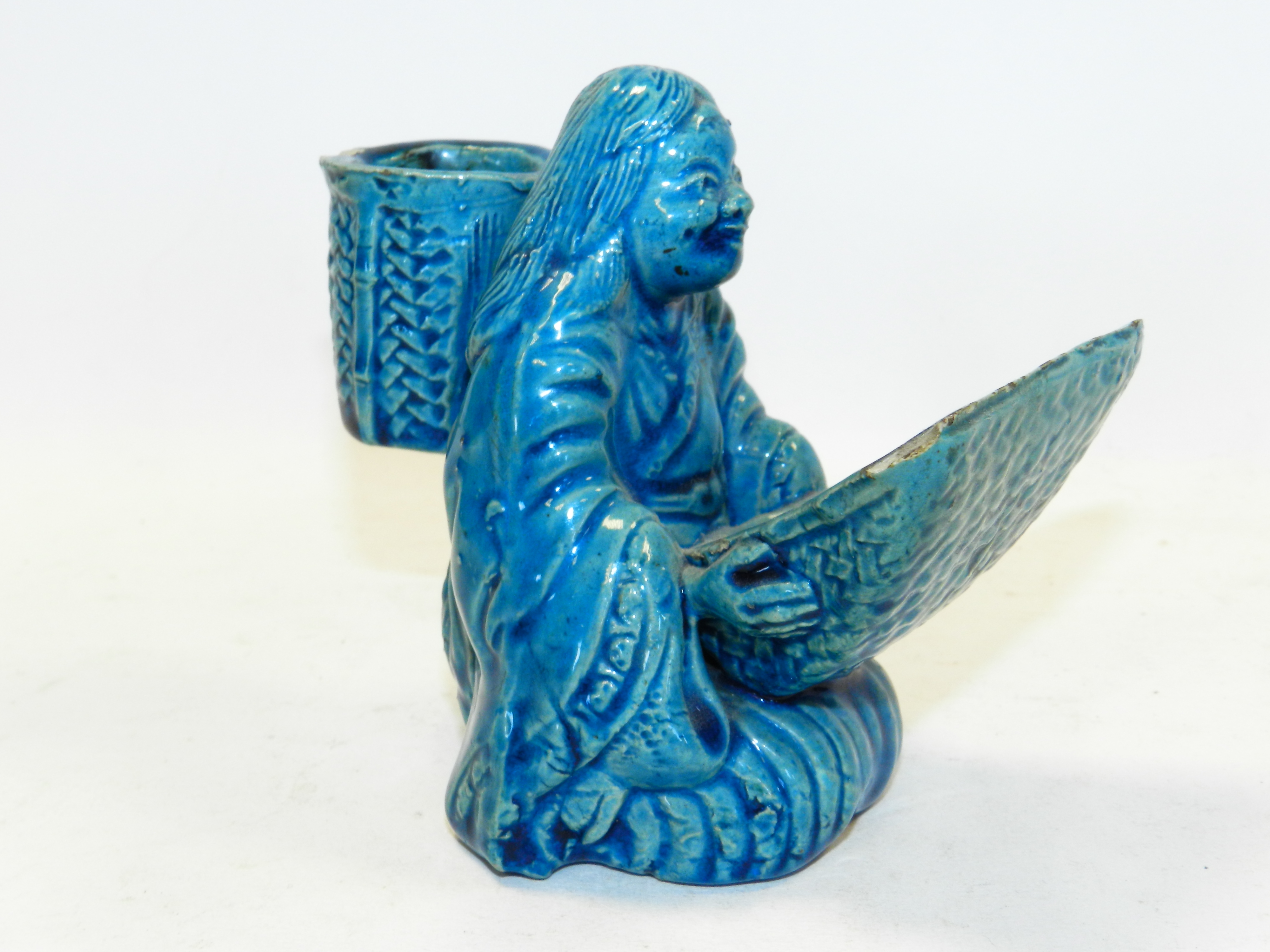 A Chinese turqouise ground candle holder or brush washer,