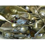 A collection of silver plated cutlery,