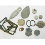 A mixed collection to include musket balls, weights a spindle whorl,