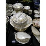 Two trays of Coalport Allegro pattern coffee and dinner wares