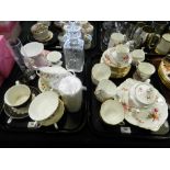Two trays to include a Stuart Crystal decanter and stopper,