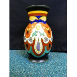A Dutch pottery Gouda vase