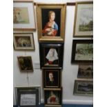 Four reproduction oil paintings after the Old Masters,