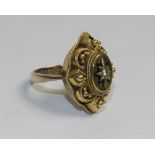 A 9 carat gold diamond and enamel dress ring (at fault)