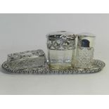 A silver oblong dressing table tray,