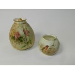 A Royal Worcester blush ivory rose jar and inner cover of lobed ovoid form,