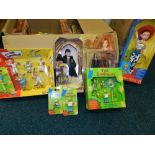 A collection of various action figures boxed and unopened including 'Harry Potter and the