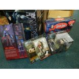 A collection of various action figures and accessories to include examples from 'Captain Scarlet',