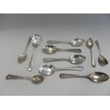 A collection of six silver dessert spoons, hallmarked Sheffield,