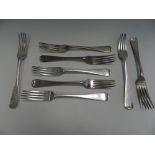 A set of eight silver table forks,