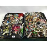 A large quantity of mid to late 20th century costume jewellery to two trays