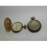 A gold plated Waltham pocket watch together with a late Victorian silver open faced pocket watch