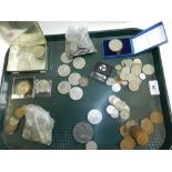 A collection of British coinage including silver and copper examples,